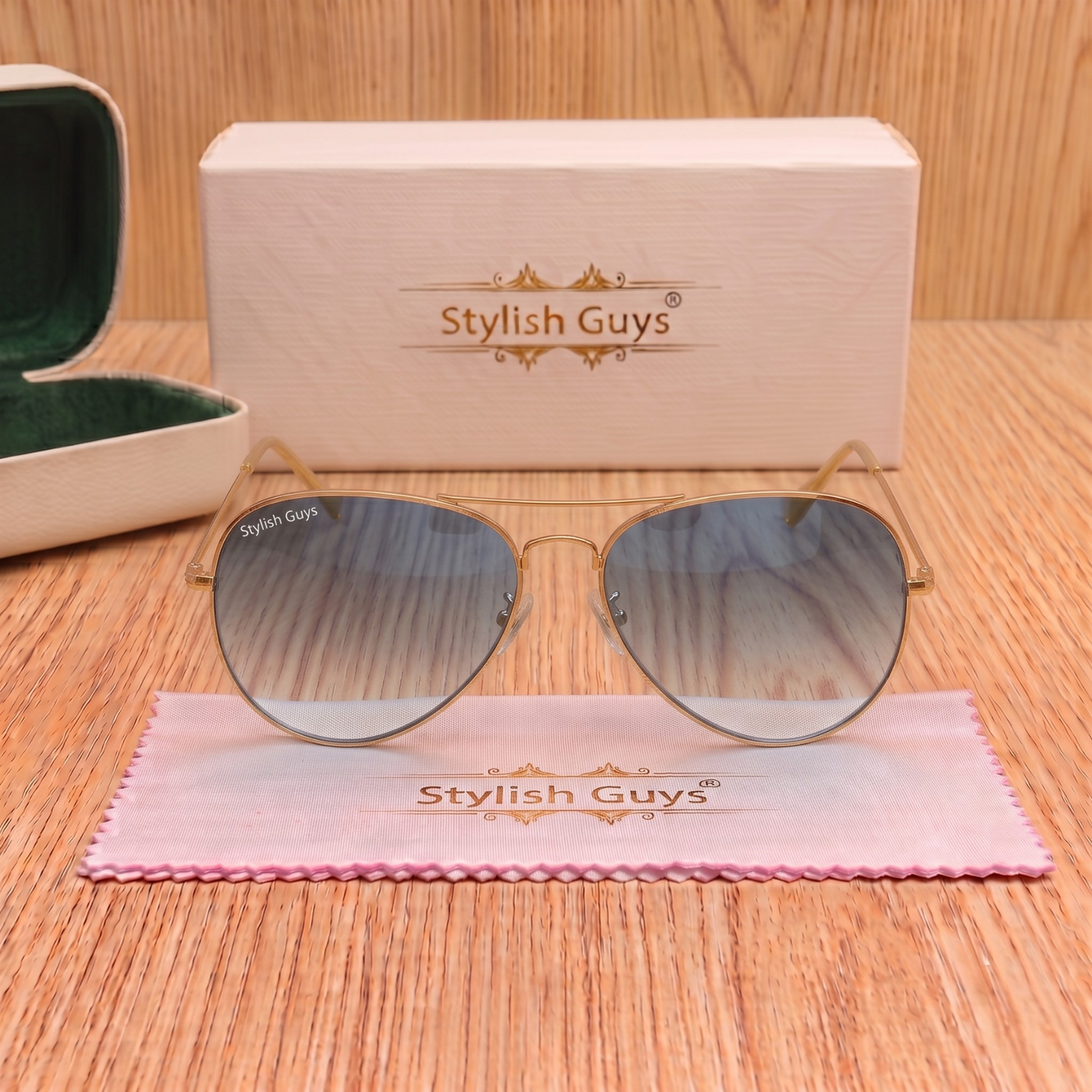 Sunglasses For Men With Blue Shade Glass & Golden Frame 3026 Aviator Sunglass By Sunglasses Deal