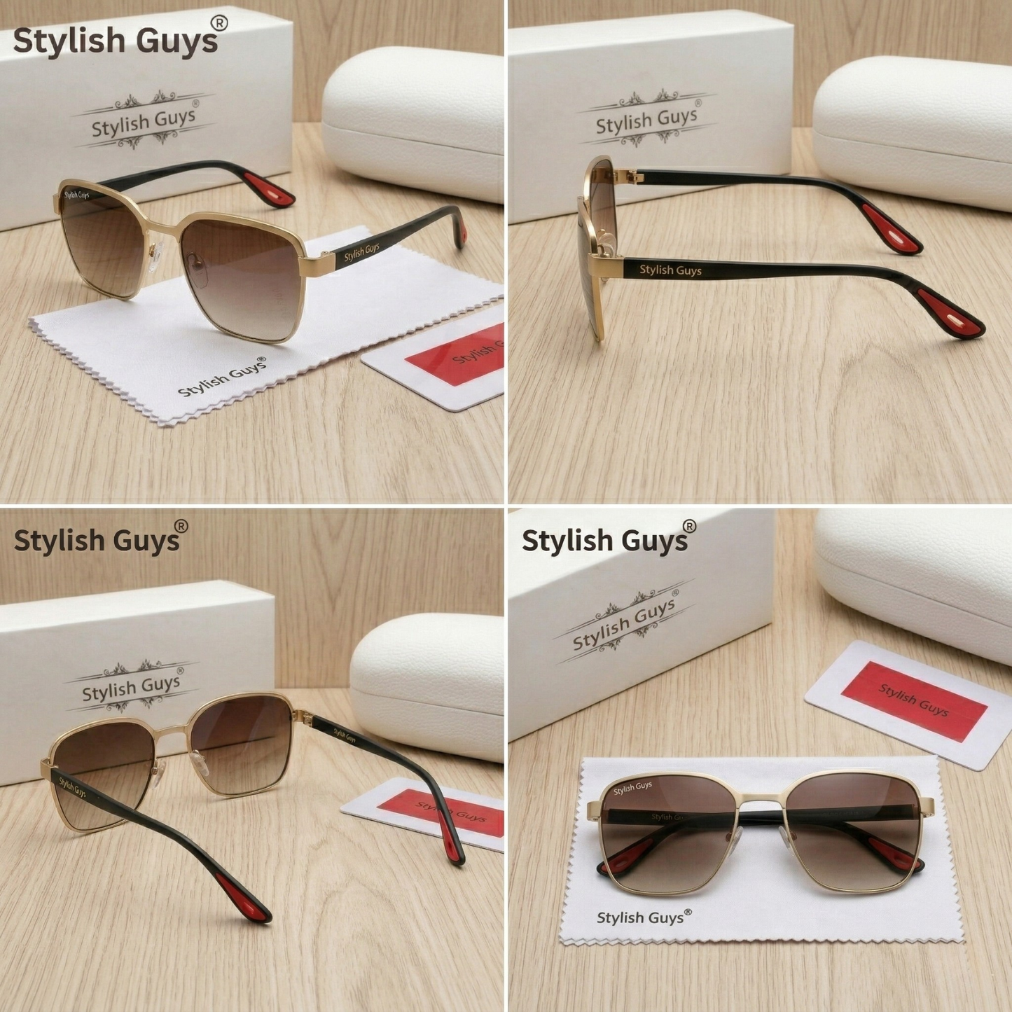 Sunglasses For Men With Brown Shade Glass & Golden Frame 07 Square Polarized Sunglass By Sunglasses Deal