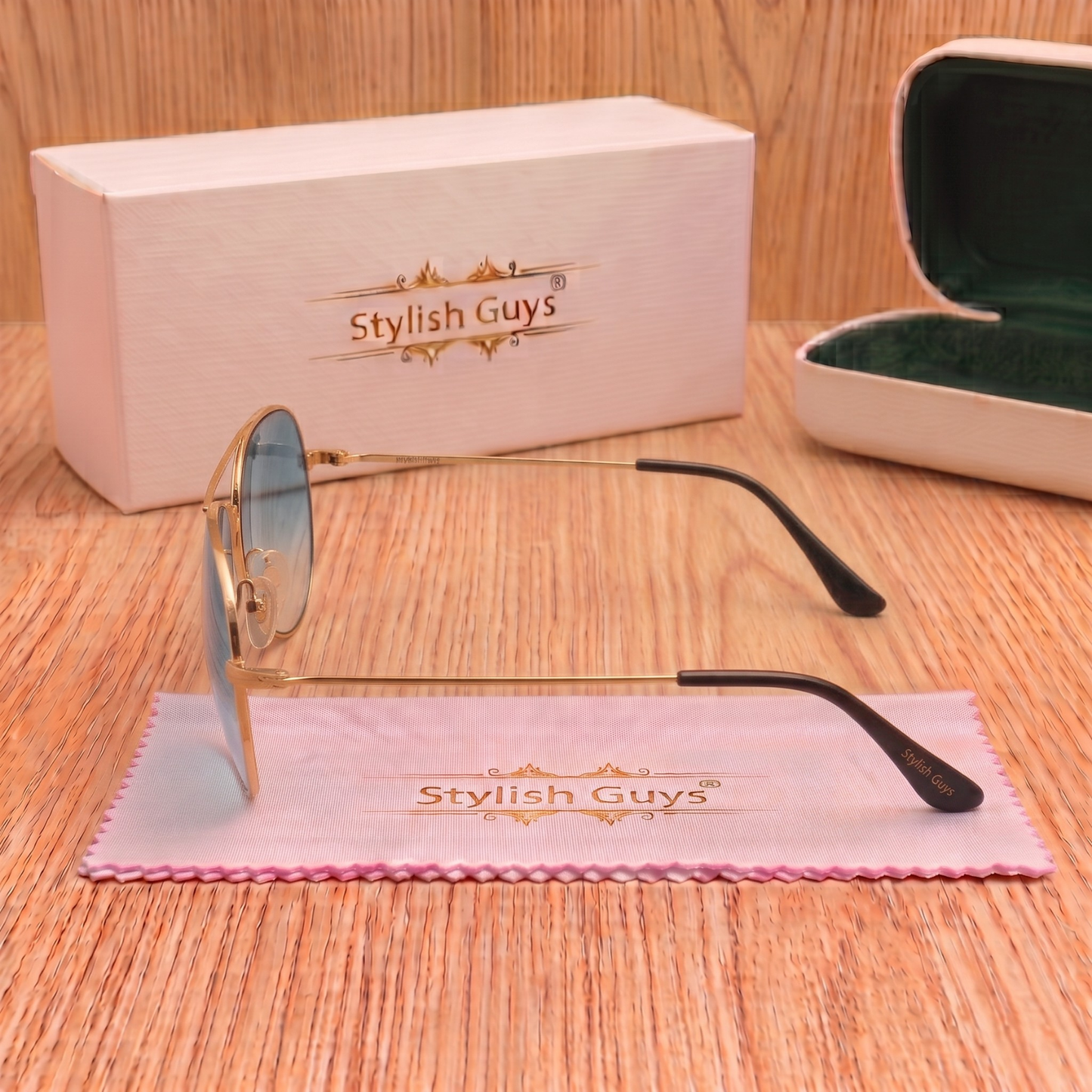 Sunglasses For Men With Blue Shade Glass & Golden Frame 3026 Aviator Sunglass By Sunglasses Deal
