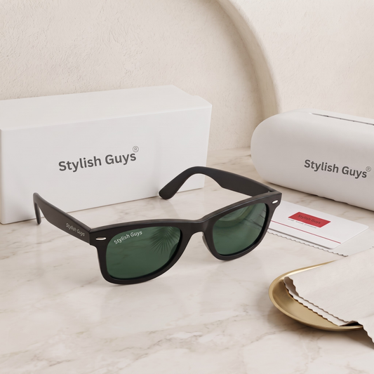 Sunglasses For Men With Green Glass & Black Frame 2140 Wayfarer Sunglass By Sunglasses Deal
