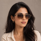 Sunglasses For Men With Brown Shade Glass & Golden Frame 1208 Square Sunglass By Sunglasses Deal
