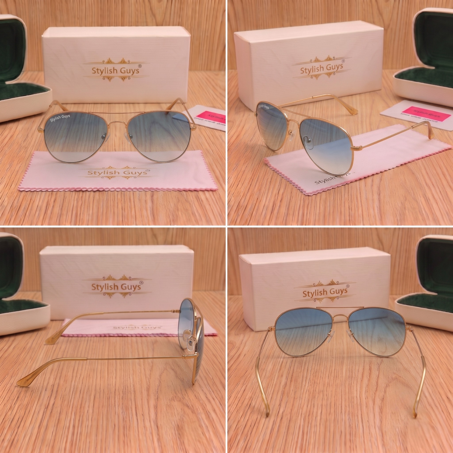 Sunglasses For Men With Blue Shade Glass & Golden Frame 3026 Aviator Sunglass By Sunglasses Deal