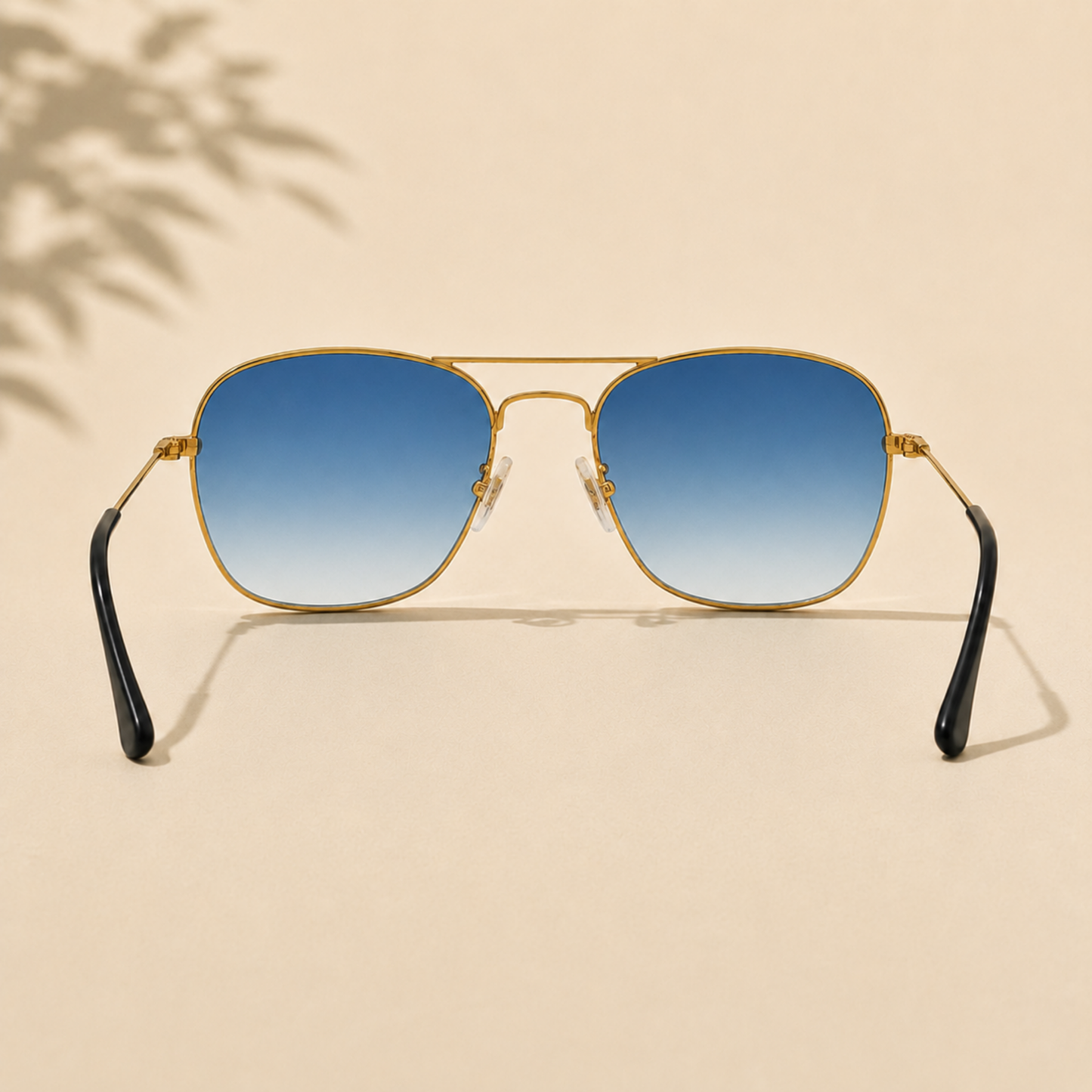 Sunglasses For Men With Blue Shade Glass & Golden Frame 3136 Square Sunglass By Sunglasses Deal