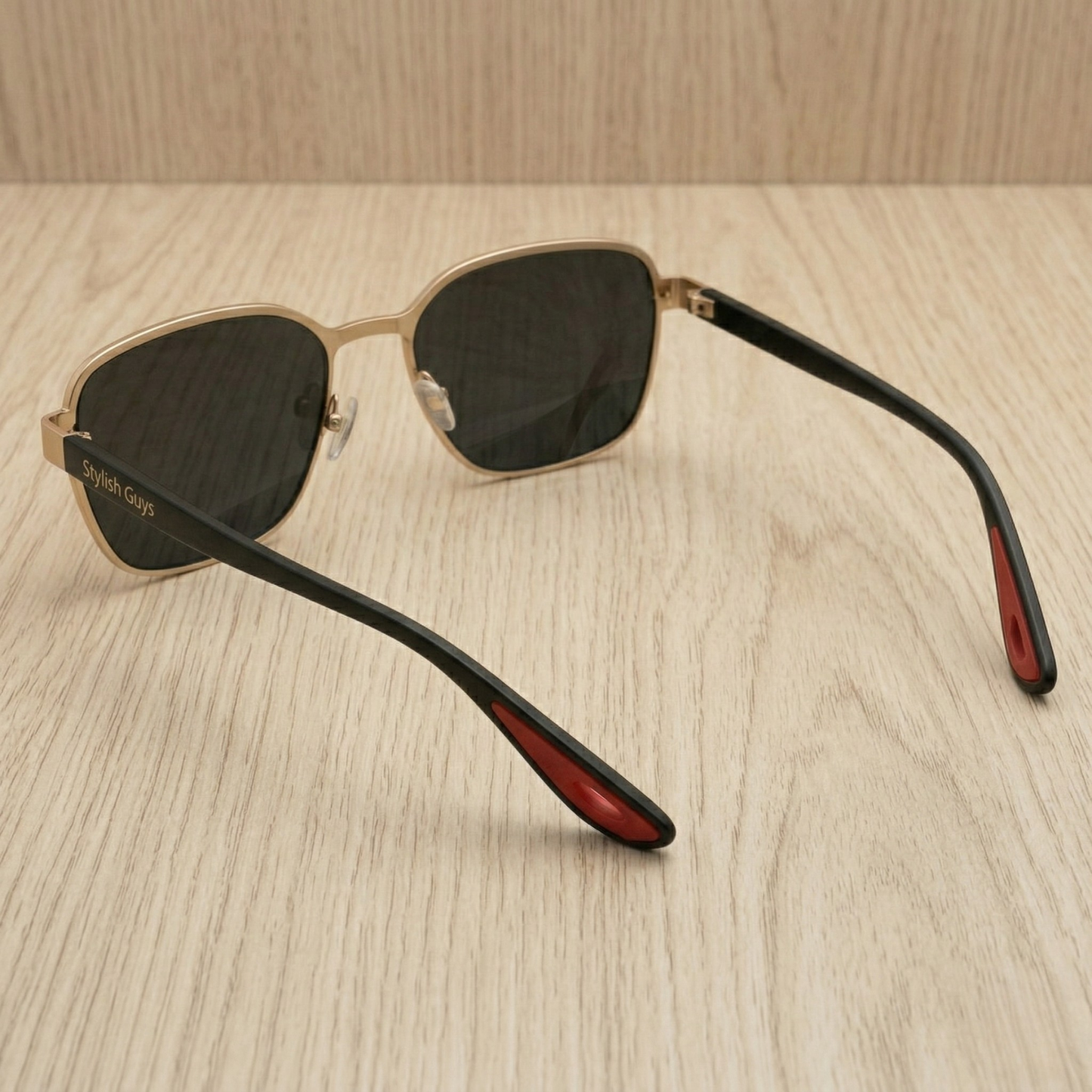 Sunglasses For Men With Black Glass & Golden Frame 07 Square Polarized Sunglass By Sunglasses Deal