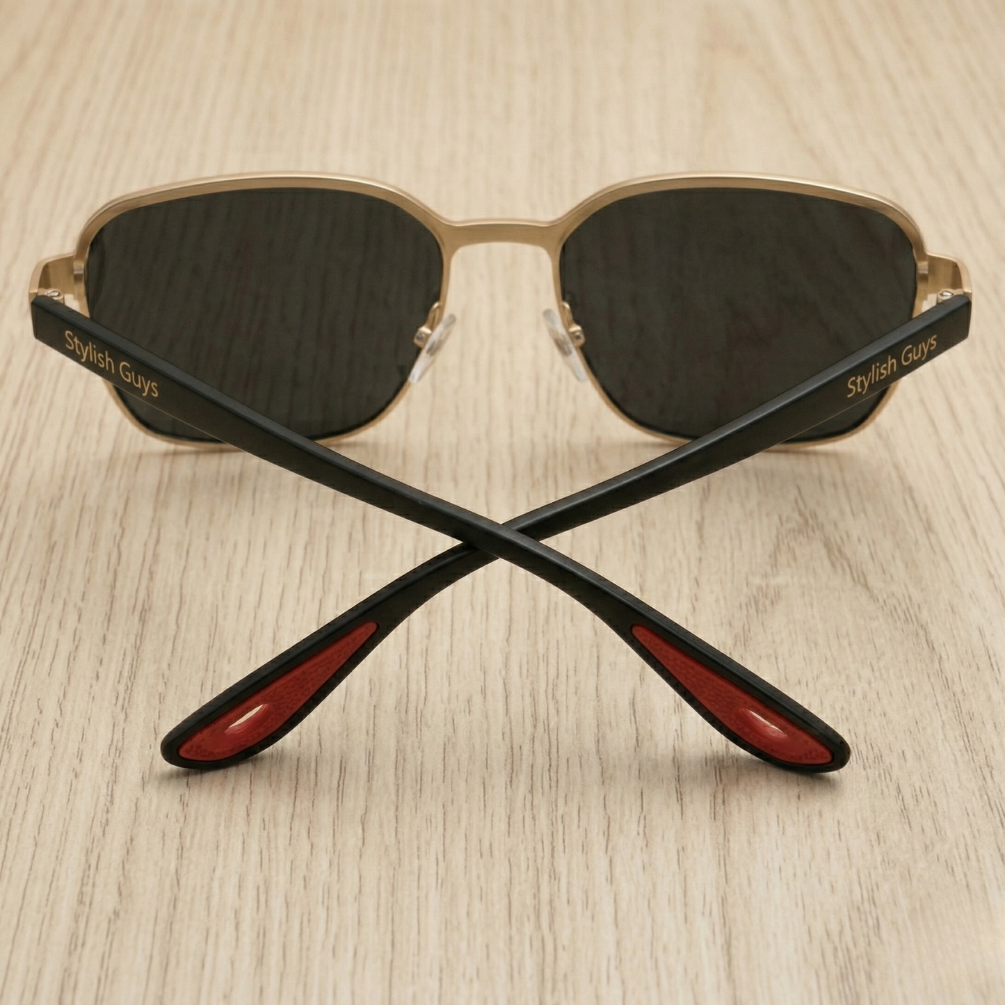 Sunglasses For Men With Black Glass & Golden Frame 07 Square Polarized Sunglass By Sunglasses Deal