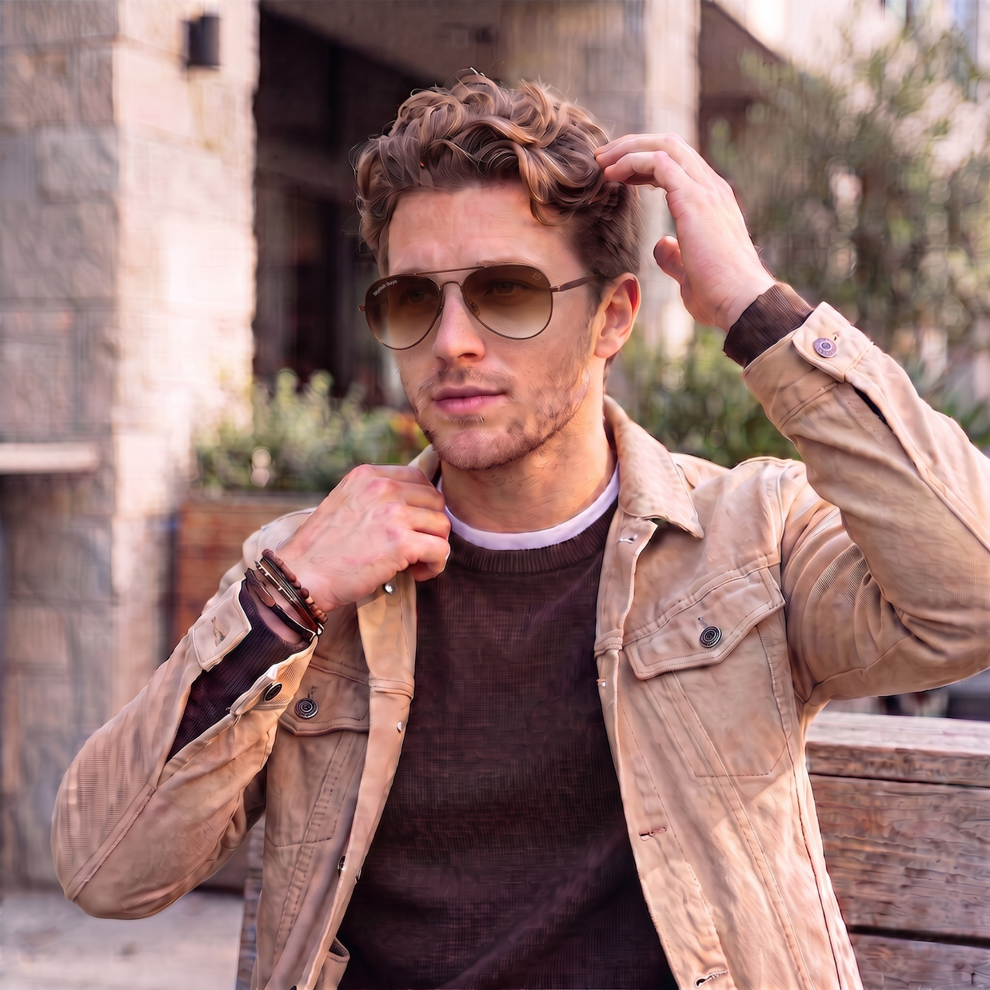 Sunglasses For Men With Brown Shade Glass & Brown Frame 3517 Aviator Oval Sunglass By Sunglasses Deal