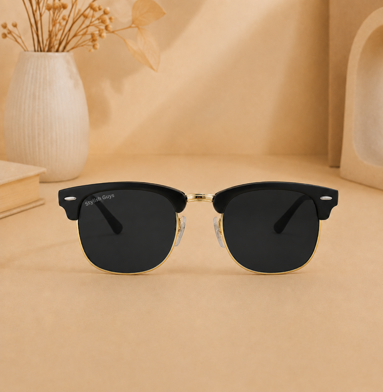 Sunglasses For Men With Black Glass & Golden Frame 3016 Club Master Sunglass By Sunglasses Deal