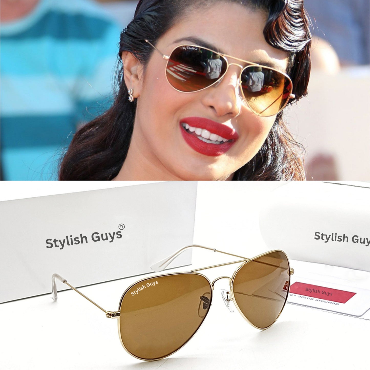 Sunglasses For Men With Brown Glass & Golden Frame 3026 Aviator Sunglass By Sunglasses Deal