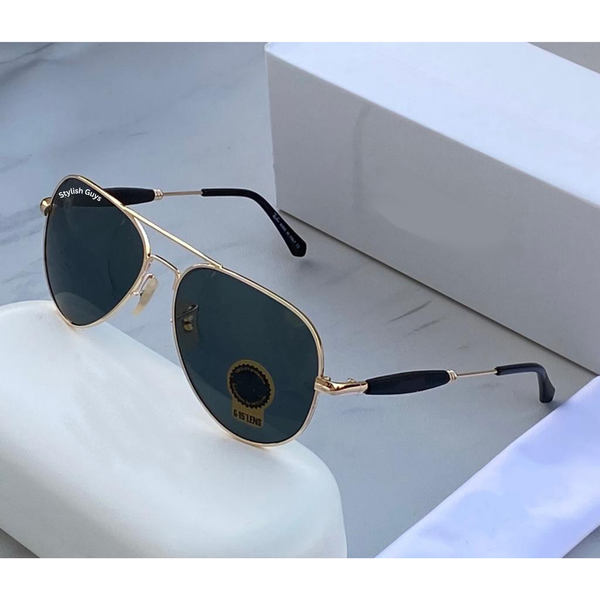 Top Trendy Hot New Stylish Attractive Black & Golden 3517 Evergreen UV Protected Sunglasses For King's Men & Women