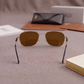 Sunglasses For Men With Brown Glass & Golden Frame 1208 Square Sunglass By Sunglasses Deal