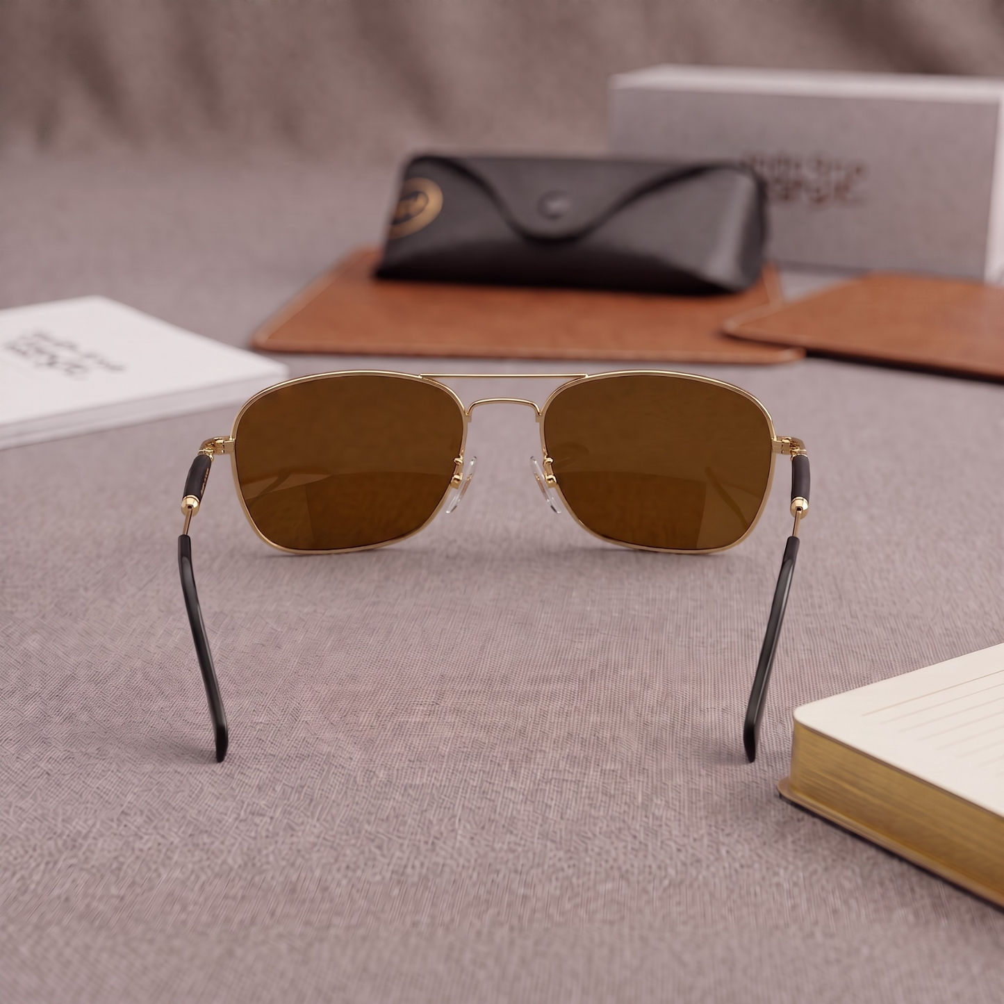 Sunglasses For Men With Brown Glass & Golden Frame 1208 Square Sunglass By Sunglasses Deal