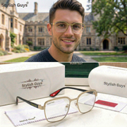 Sunglasses For Men With Clear Glass & Golden Frame 07 Square Polarized Sunglass By Sunglasses Deal