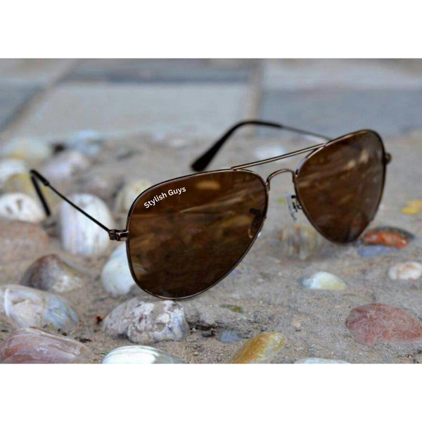 New Fancy Latest Flexible Nosed Trending Shaded Brown Mirror & Brown Frame Aviator With Metal Frame Hot Favourite Sunglass For Men, Women & Unisex. ( SG - 3026 )