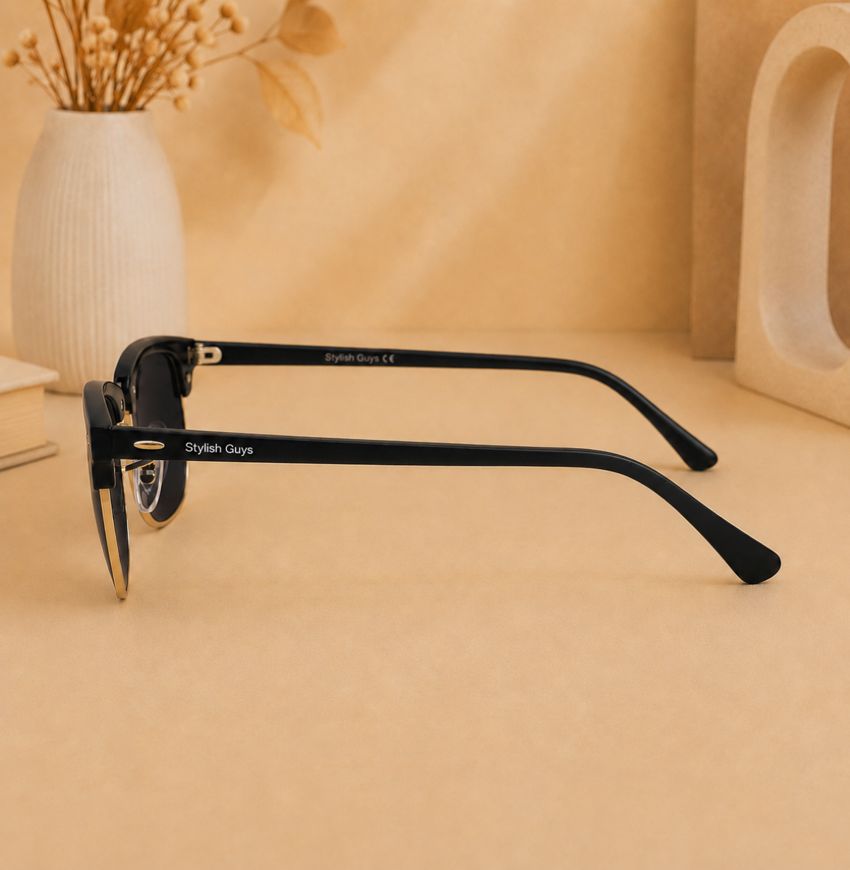 Sunglasses For Men With Black Glass & Golden Frame 3016 Club Master Sunglass By Sunglasses Deal