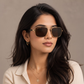 Sunglasses For Men With Brown Glass & Golden Frame 1208 Square Sunglass By Sunglasses Deal