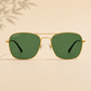 Sunglasses For Men With Green Glass & Golden Frame 3136 Square Sunglass By Sunglasses Deal
