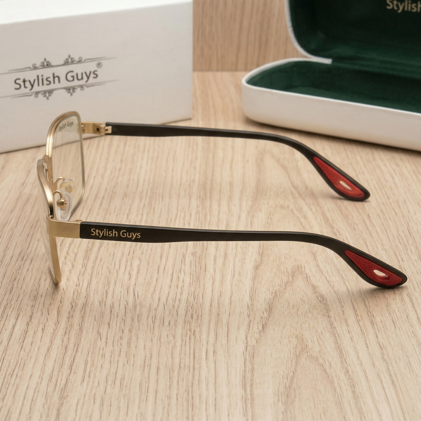Sunglasses For Men With Clear Glass & Golden Frame 07 Square Polarized Sunglass By Sunglasses Deal