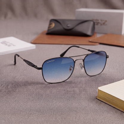 Sunglasses For Men With Blue Shade Glass & Black Frame 1208 Square Sunglass By Sunglasses Deal
