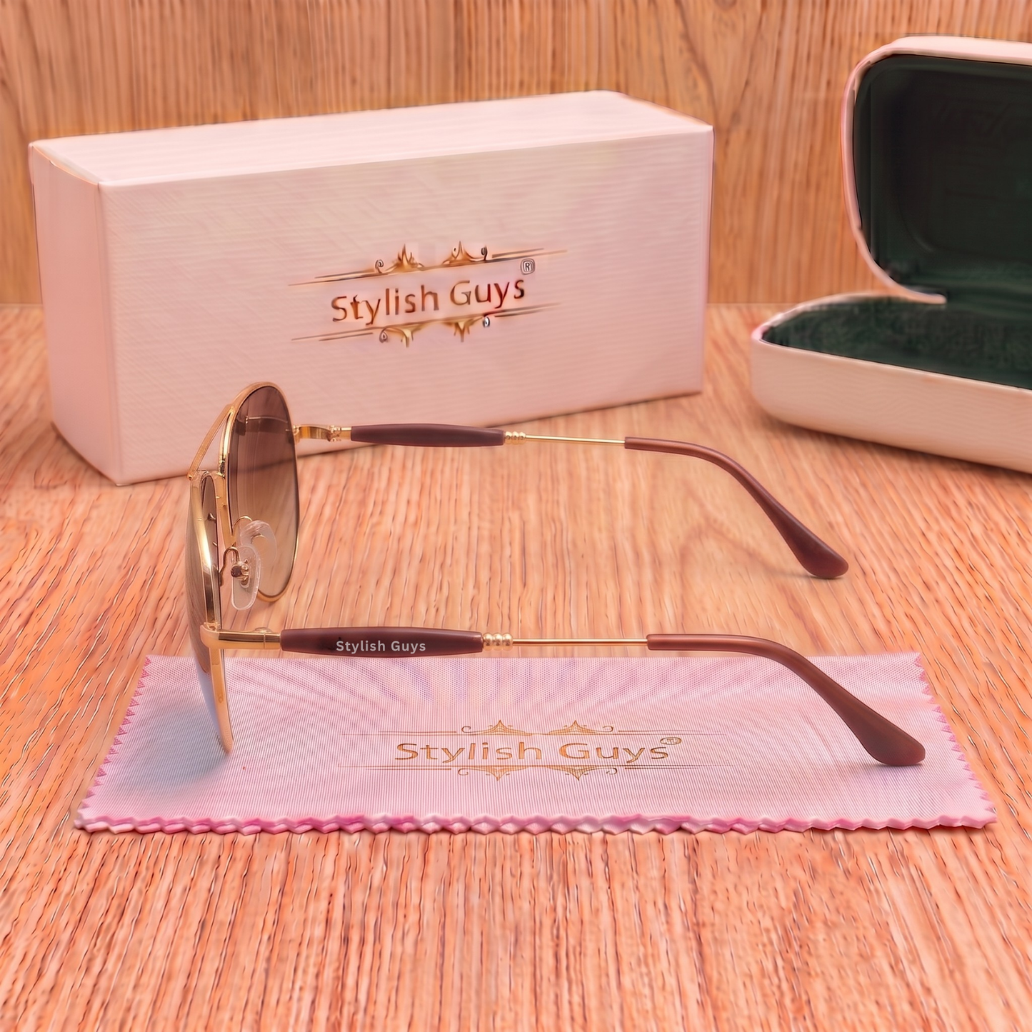 Sunglasses For Men With Brown Shade Glass & Golden Frame 3517 Aviator Oval Sunglass By Sunglasses Deal