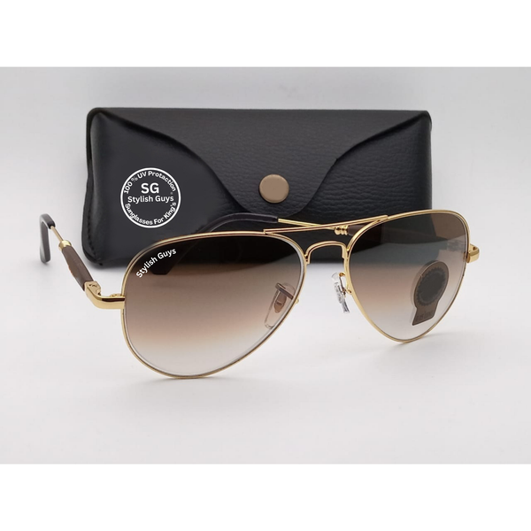 Top Trendy Hot New Stylish Attractive Brown Shade & Golden 3517 Evergreen UV Protected Sunglasses For King's Men & Women