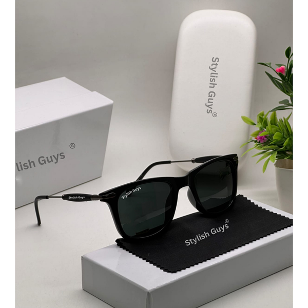 Top Trendy Hot New Stylish Attractive Square Black & Black 2148 Evergreen UV Protected Sunglasses For King's Men & Women ( SG-2148 )