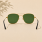 Sunglasses For Men With Green Glass & Golden Frame 3136 Square Sunglass By Sunglasses Deal