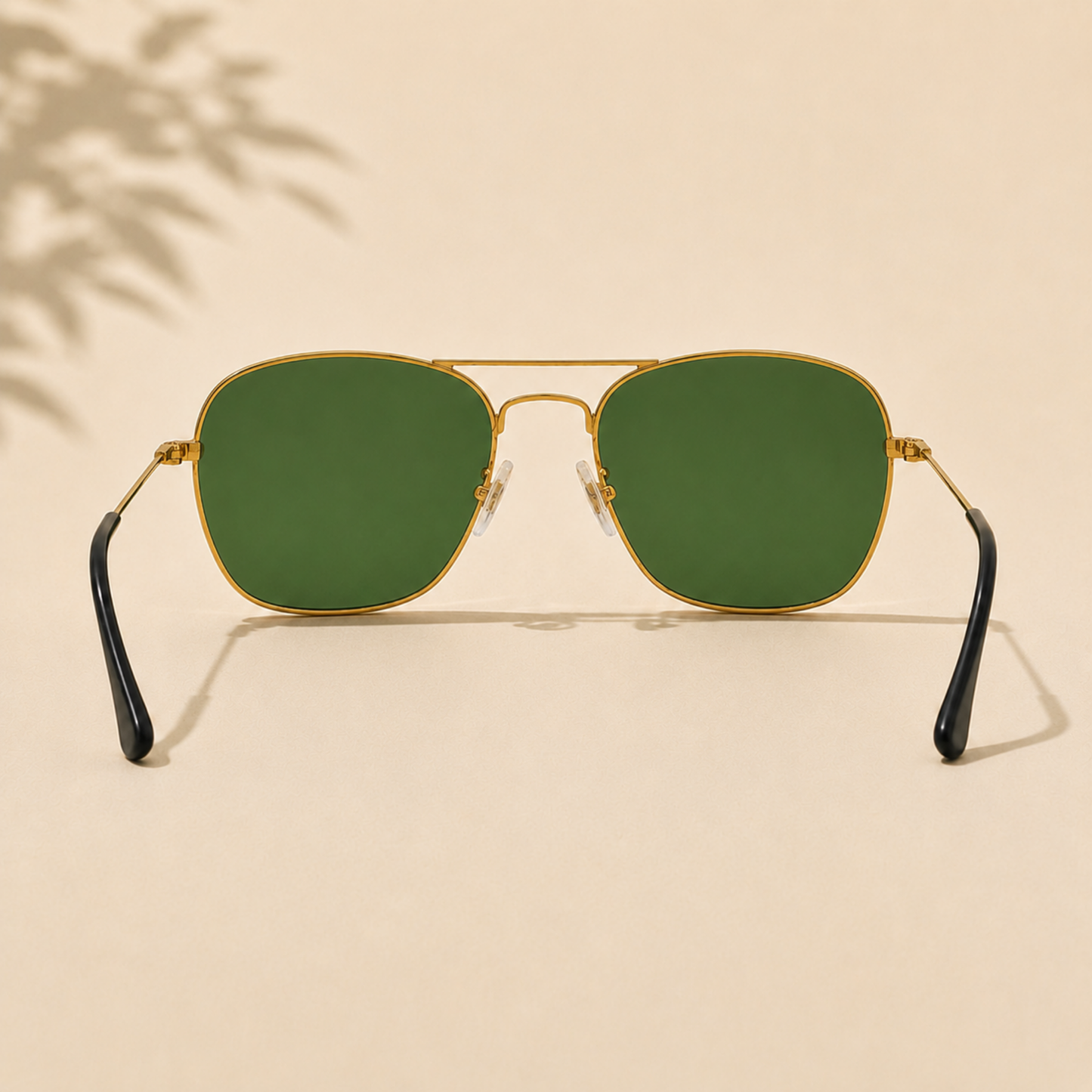 Sunglasses For Men With Green Glass & Golden Frame 3136 Square Sunglass By Sunglasses Deal