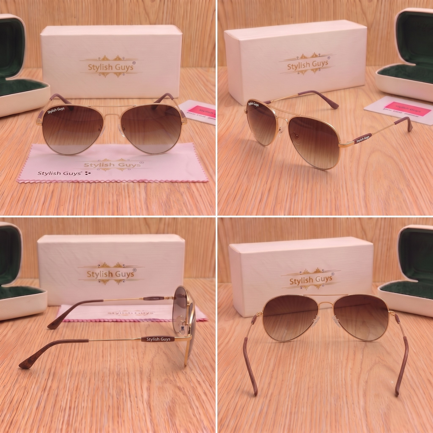 Sunglasses For Men With Brown Shade Glass & Golden Frame 3517 Aviator Oval Sunglass By Sunglasses Deal