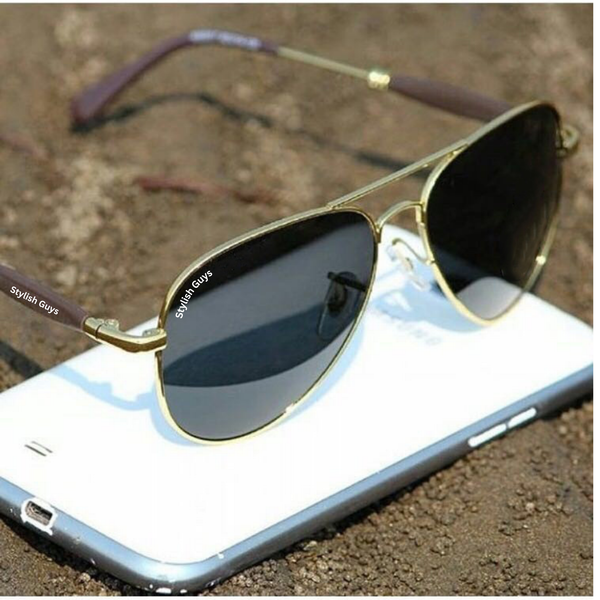 Top Trendy Hot New Stylish Attractive Black & Golden 3517 Evergreen UV Protected Sunglasses For King's Men & Women
