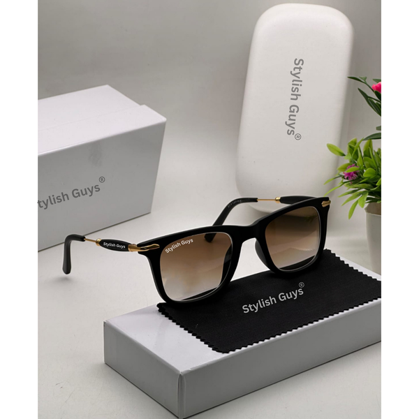 Top Trendy Hot New Stylish Attractive Square Brown Shade & Gold 2148 Evergreen UV Protected Sunglasses For King's Men & Women ( SG-2148 )