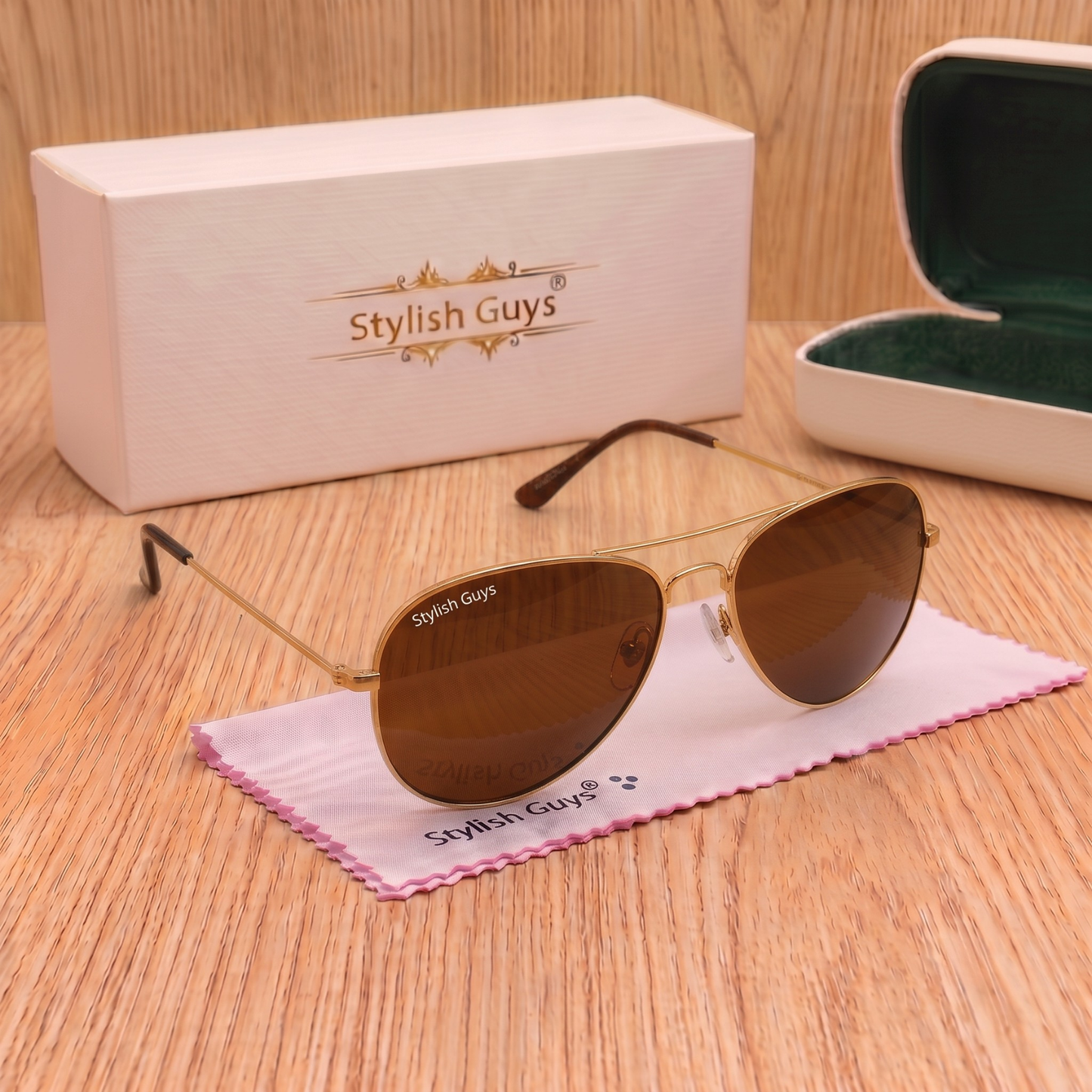 Sunglasses For Men With Brown Glass & Golden Frame 3026 Aviator Sunglass By Sunglasses Deal
