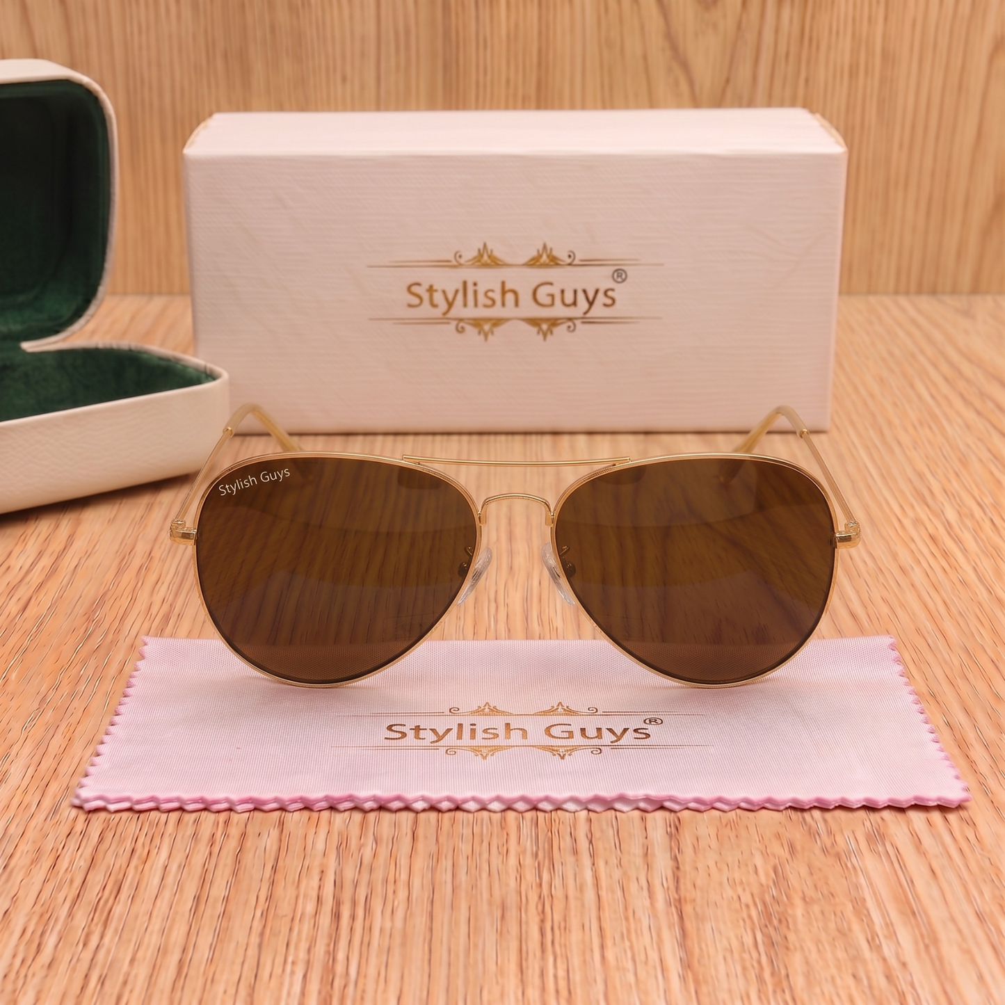 Sunglasses For Men With Brown Glass & Golden Frame 3026 Aviator Sunglass By Sunglasses Deal