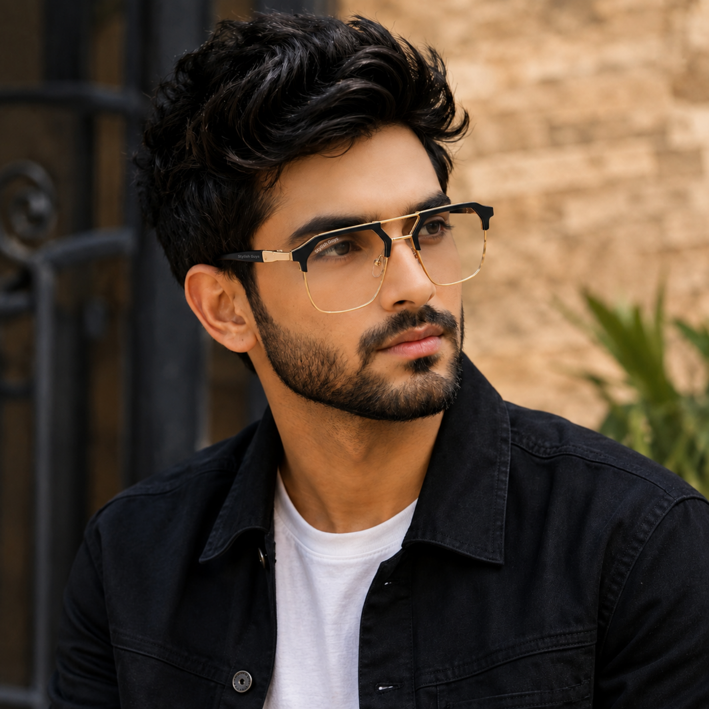Sunglasses For Men With Clear Glass & Golden Frame 04 Square Polarized Sunglass By Sunglasses Deal
