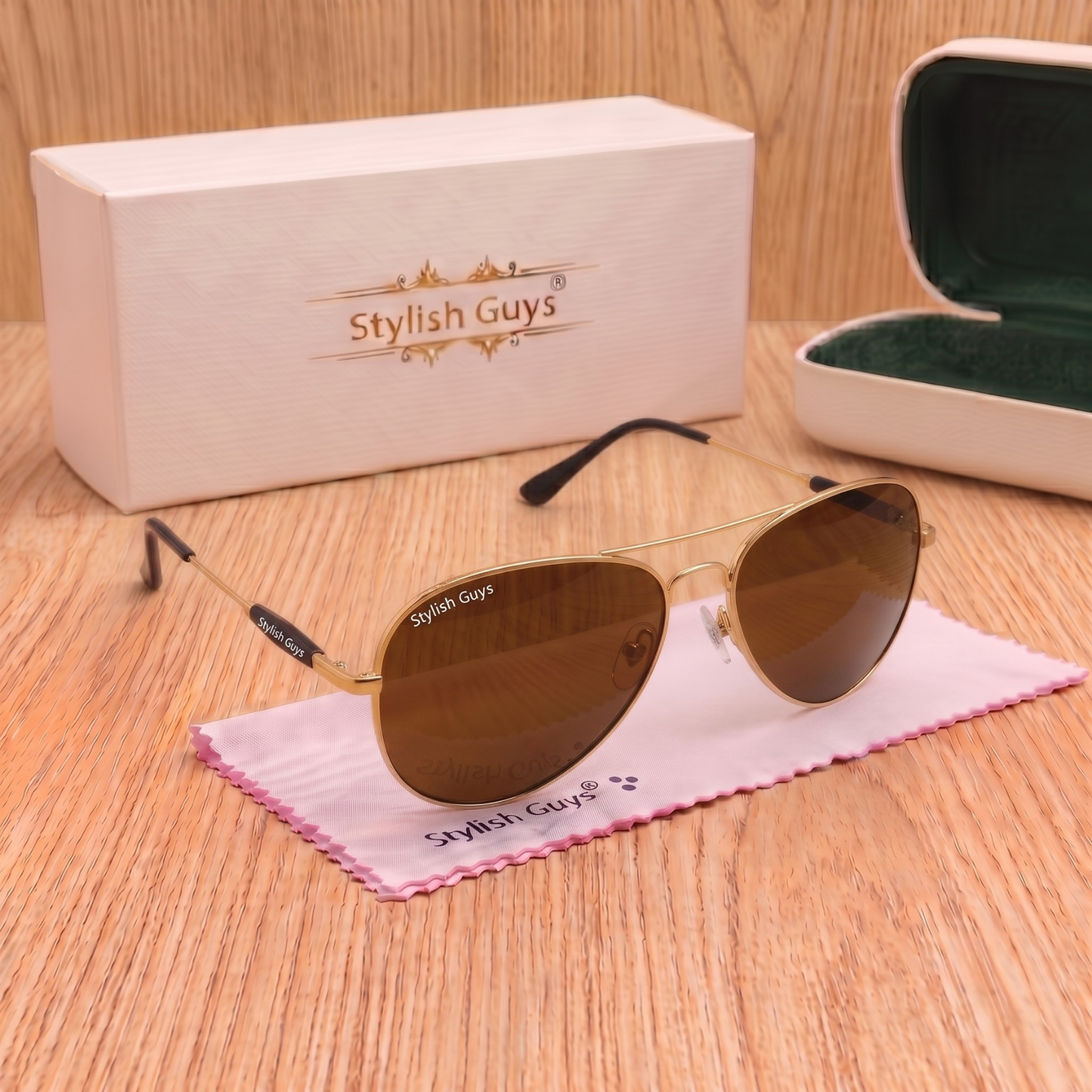 Sunglasses For Men With Brown Glass & Golden Frame 3517 Aviator Oval Sunglass By Sunglasses Deal