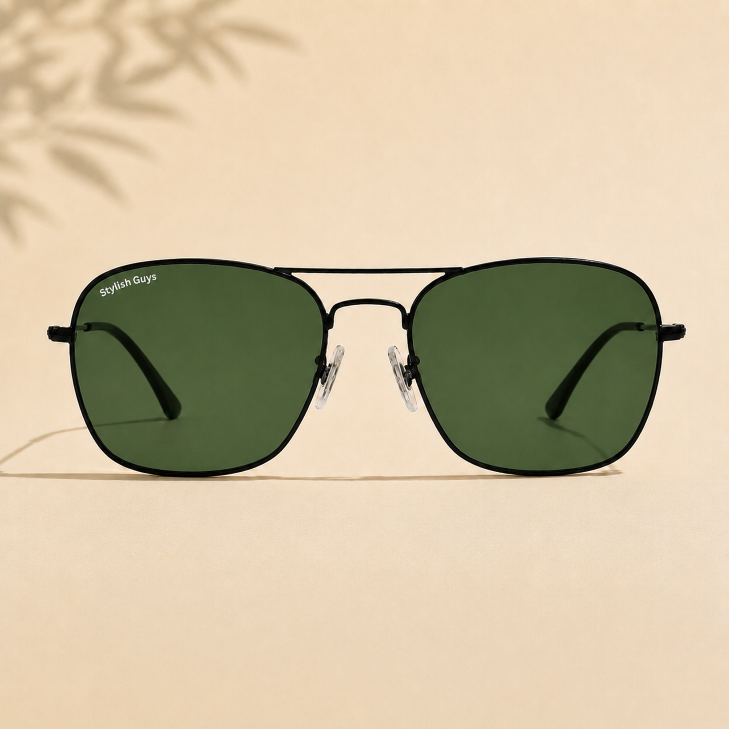 Sunglasses For Men With Green Glass & Black Frame 3136 Square Sunglass By Sunglasses Deal
