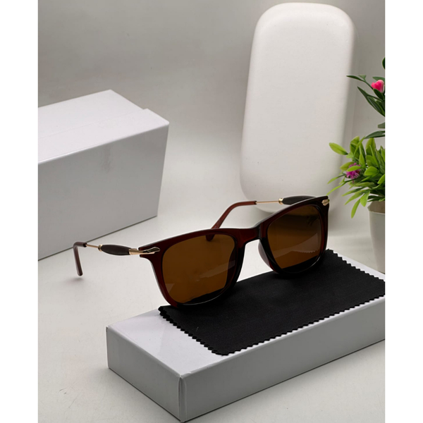 Top Trendy Hot New Stylish Attractive Square Brown & Gold 2148 Evergreen UV Protected Sunglasses For King's Men & Women ( SG-2148 )