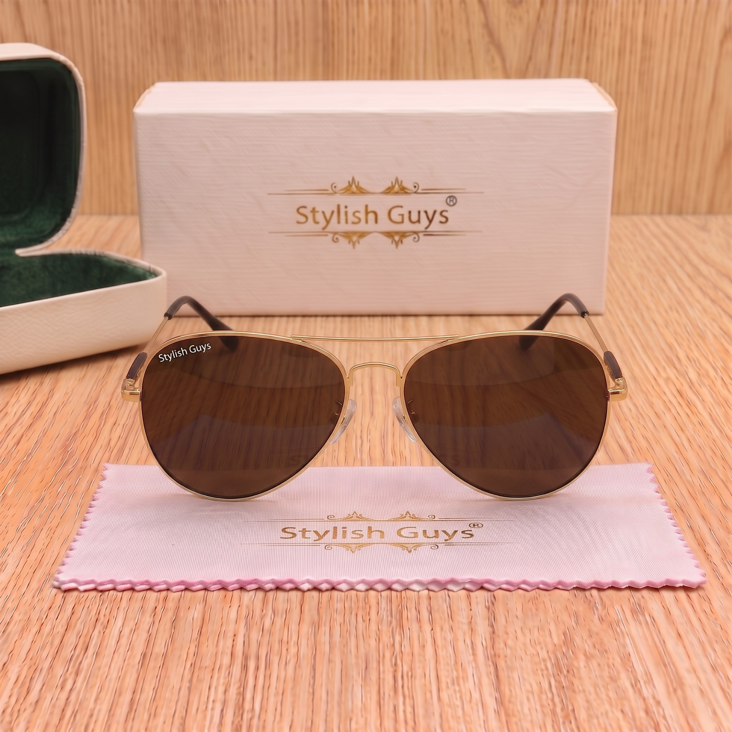 Sunglasses For Men With Brown Glass & Golden Frame 3517 Aviator Oval Sunglass By Sunglasses Deal