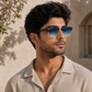 Sunglasses For Men With Blue Shade Glass & Golden Frame 3016 Club Master Sunglass By Sunglasses Deal