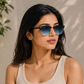 Sunglasses For Men With Blue Shade Glass & Golden Frame 3016 Club Master Sunglass By Sunglasses Deal