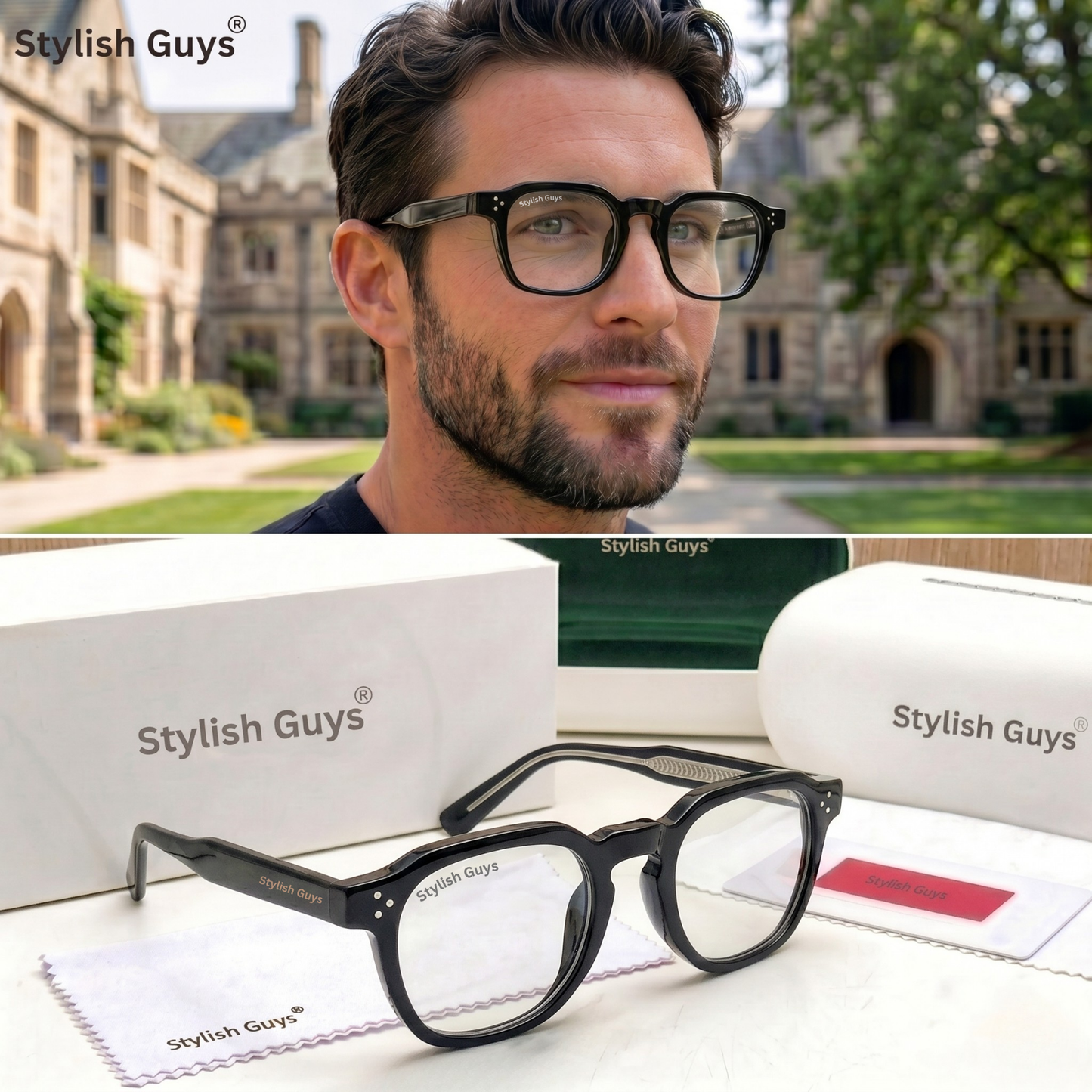 Sunglasses For Men With Clear Glass & Black Frame 1045 Round Polarized Sunglass By Sunglasses Deal