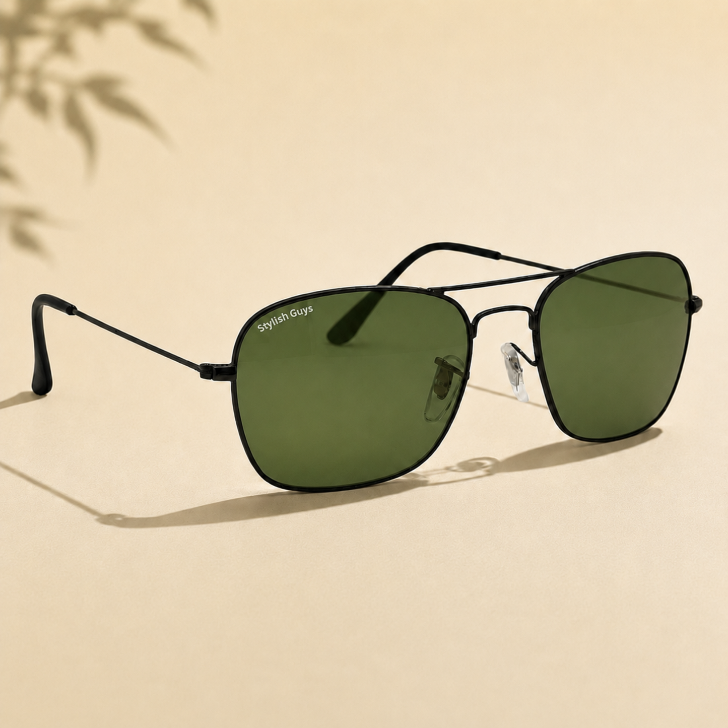 Sunglasses For Men With Green Glass & Black Frame 3136 Square Sunglass By Sunglasses Deal