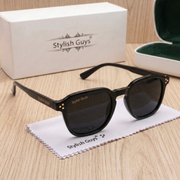 Sunglasses For Men With Black Glass & Black Frame 1045 Round Polarized Sunglass By Sunglasses Deal