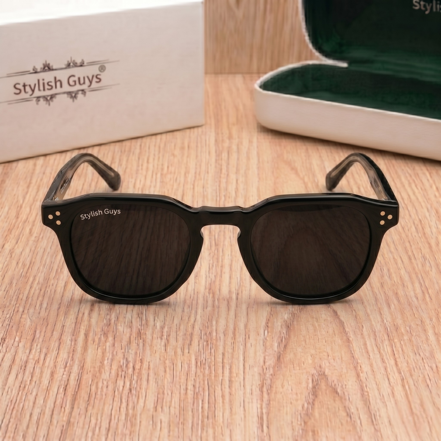 Sunglasses For Men With Black Glass & Black Frame 1045 Round Polarized Sunglass By Sunglasses Deal