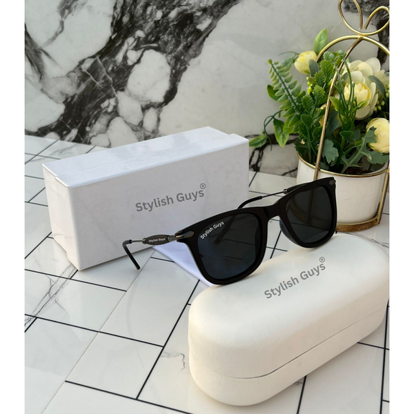 Top Trendy Hot New Stylish Attractive Square Black & Black 2148 Evergreen UV Protected Sunglasses For King's Men & Women ( SG-2148 )