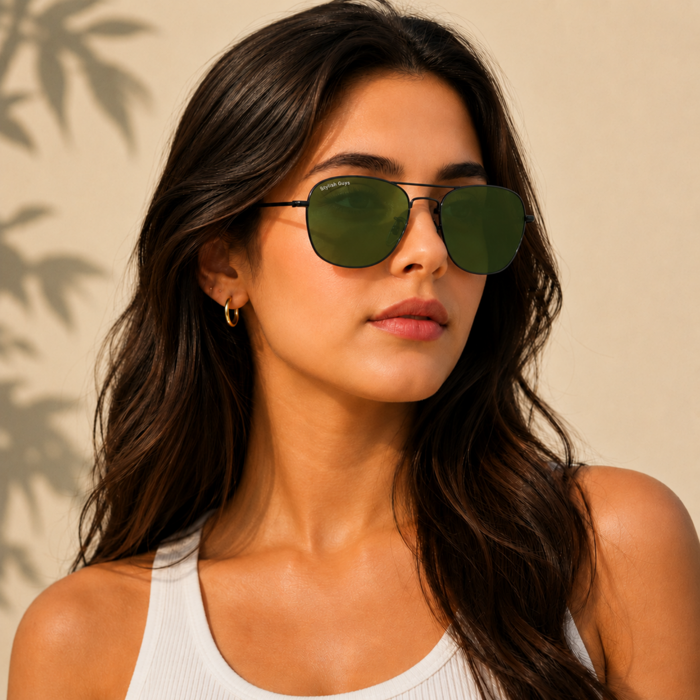 Sunglasses For Men With Green Glass & Black Frame 3136 Square Sunglass By Sunglasses Deal