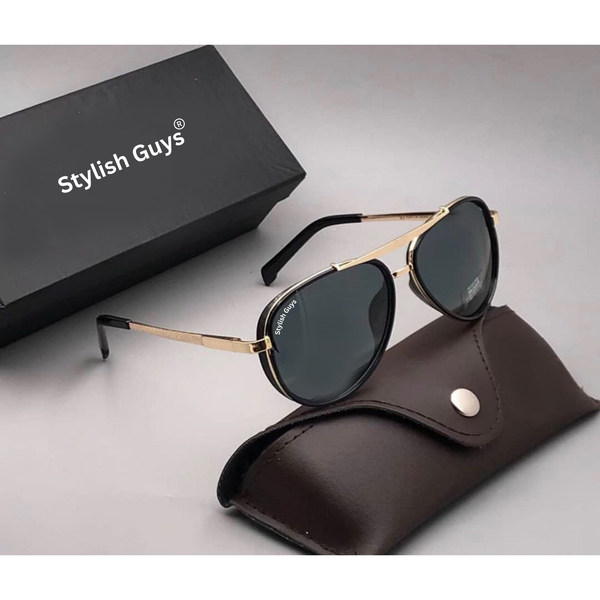 Top Trendy Hot New Stylish Attractive Black & Golden 4414 Evergreen UV Protected Sunglasses For King's Men & Women