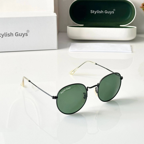 Top Trendy Hot New Stylish Attractive Round Green & Black 3447 Evergreen UV Protected Sunglasses For King's Men & Women ( SG- 3447 )
