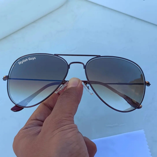 New Fancy Latest Flexible Nosed Trending Shaded Brown Shade Mirror & Brown Frame Aviator With Metal Frame Hot Favourite Sunglass For Men, Women & Unisex. ( SG - 3026 )
