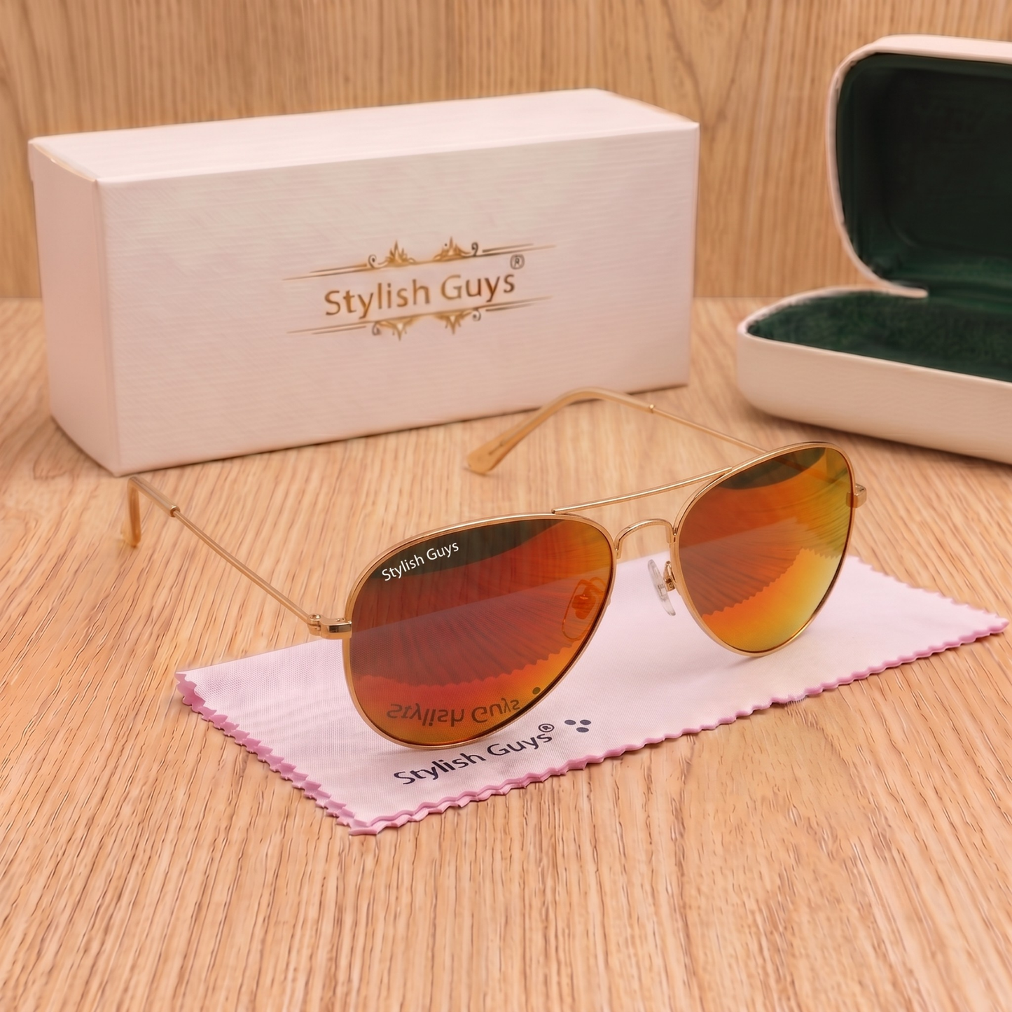 Sunglasses For Men With Orange Mercury Glass & Golden Frame 3026 Aviator Sunglass By Sunglasses Deal