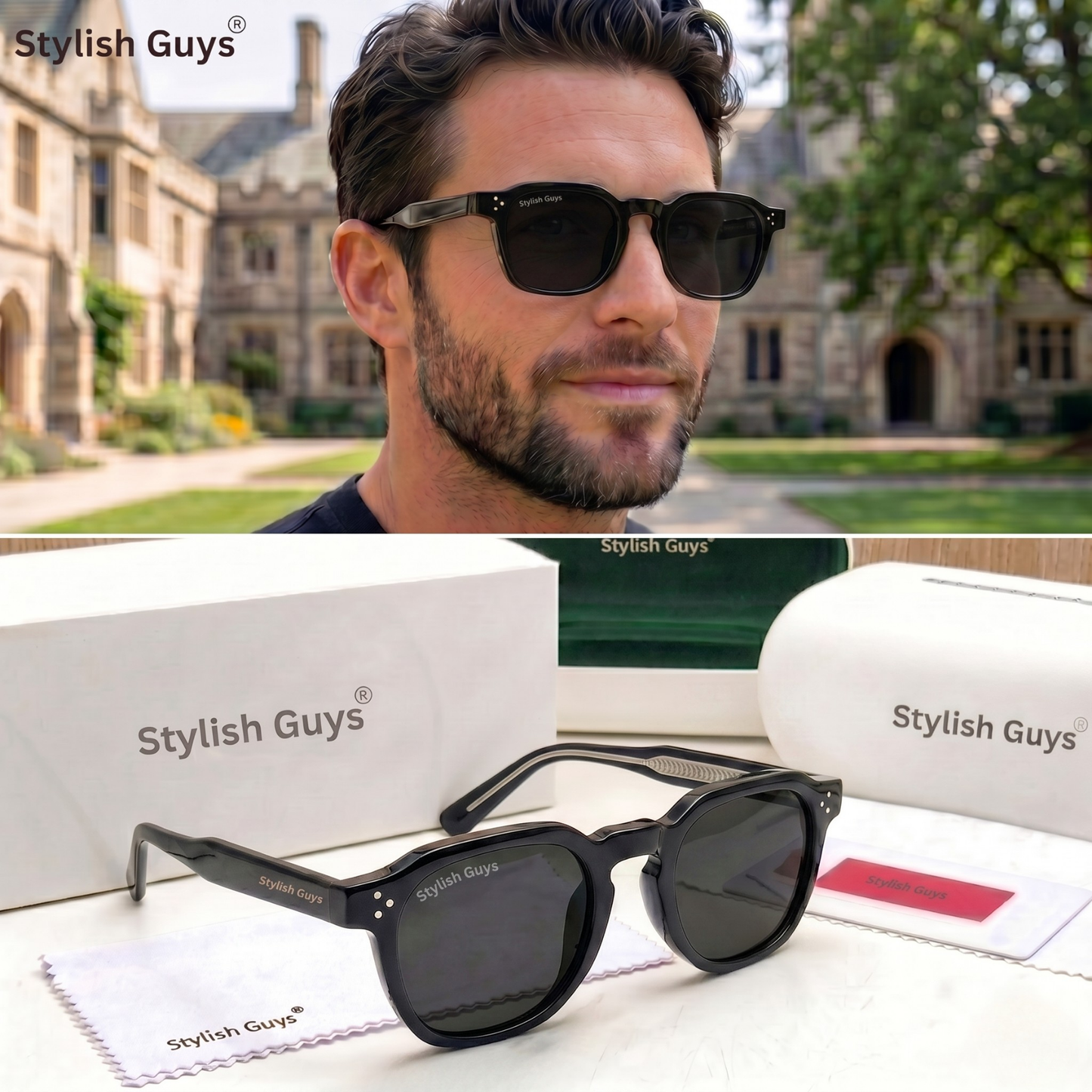 Sunglasses For Men With Black Glass & Black Frame 1045 Round Polarized Sunglass By Sunglasses Deal